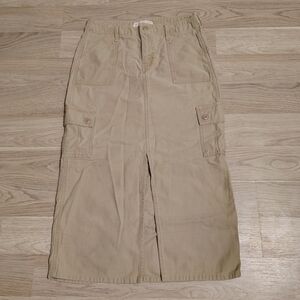 Vintage Levi's Khaki Cargo Maxi Skirt With Front Slit Size 6
